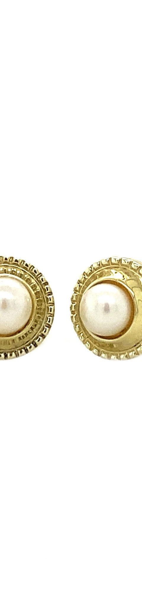Vintage 14K Gold Stud Earrings with Pearl